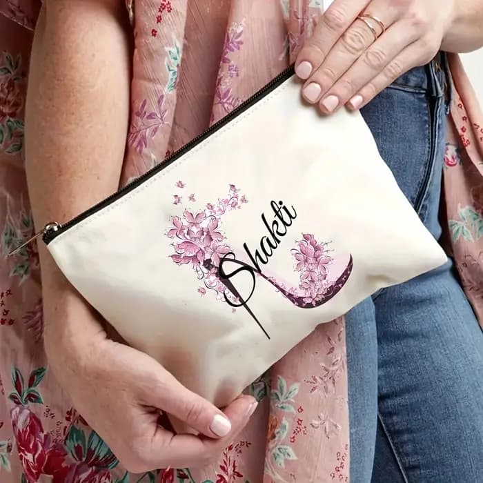 Trousse de maquillage personnalisée en polyester avec nom personnalisé