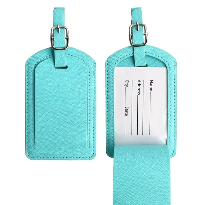 Saffiano-Étiquette de bagage en cuir PU