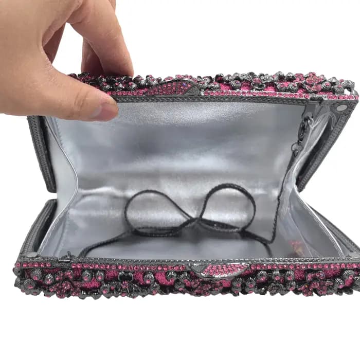 Pochette de Soirée Fuchsia FGG en Strass pour Femme