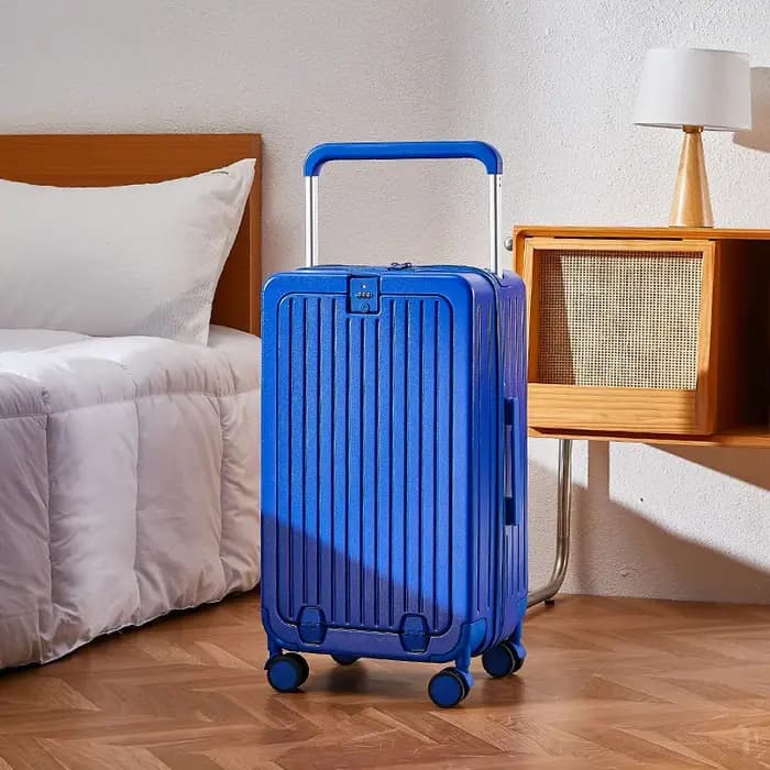 Valise de voyage multifonctionnelle avec porte-gobelet, chariot à couverture ouverte avant, boîte d'