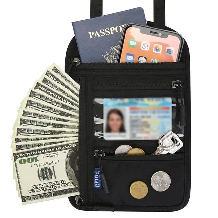 Ceinture d'argent de voyage, blocage RFID, sac de taille étanche, sac banane, portefeuille caché, Si