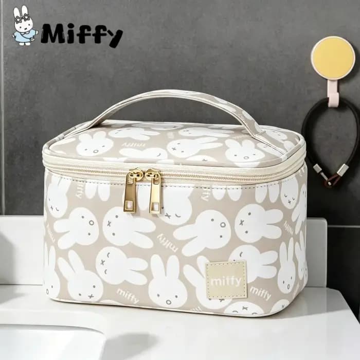 Sac Miffy 12*21*14cm, sac de voyage portable de grande capacité imprimé avec le personnage de dessin animé Miffy, sac de toilette, sac de maquillage