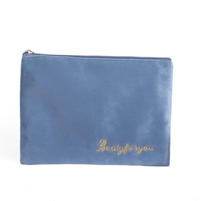 Sac de rangement de maquillage en velours doux pour femme, trousse de toilette pour coussinets, trou