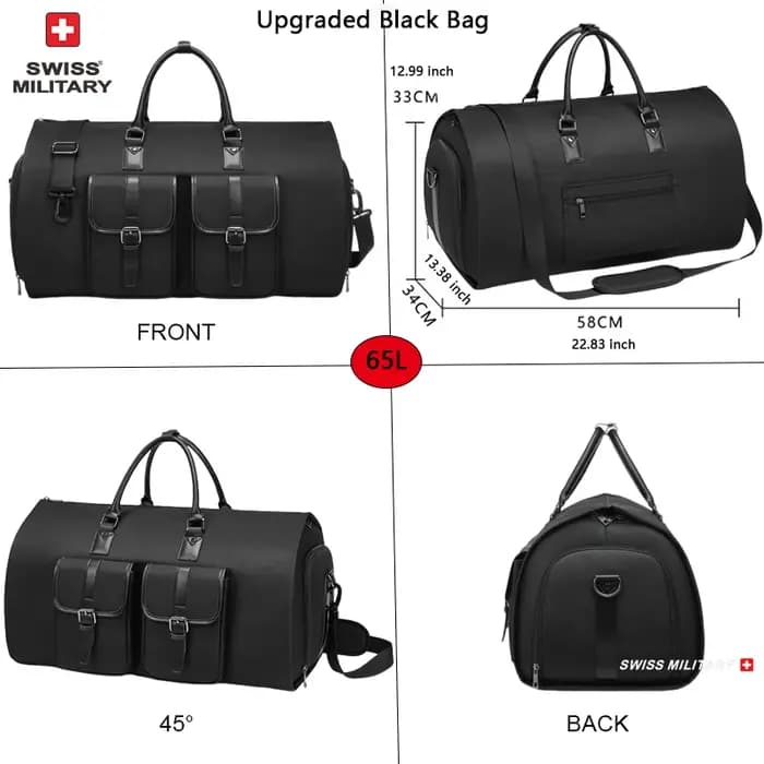 SWISS MILITAIRE Nouveaux sacs à vêtements d'affaires pour hommes Grand sac de costume pliable multifonctionnel avec sac