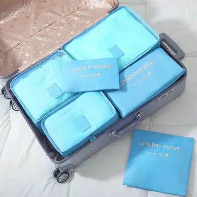 Ensemble de 6 cubes de rangement de voyage pliables, sacs de rangement pour vêtements, organisateur de bagages portable, pochette pour vêtements, sous-vêtements, chaussures