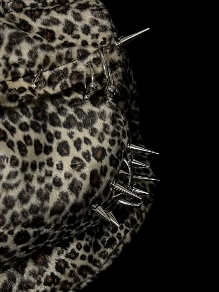 Sac à dos punk rivet imprimé léopard pour hommes et femmes