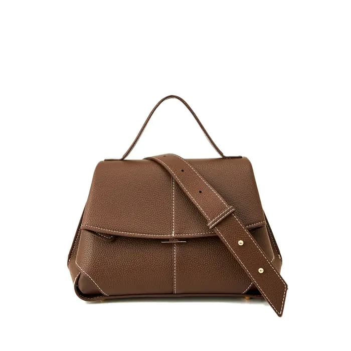 Sac à bandoulière en cuir grainé à rabat