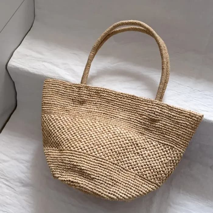 Lafite herbe Crochet tissé à la main sac vacances plage femmes sacs