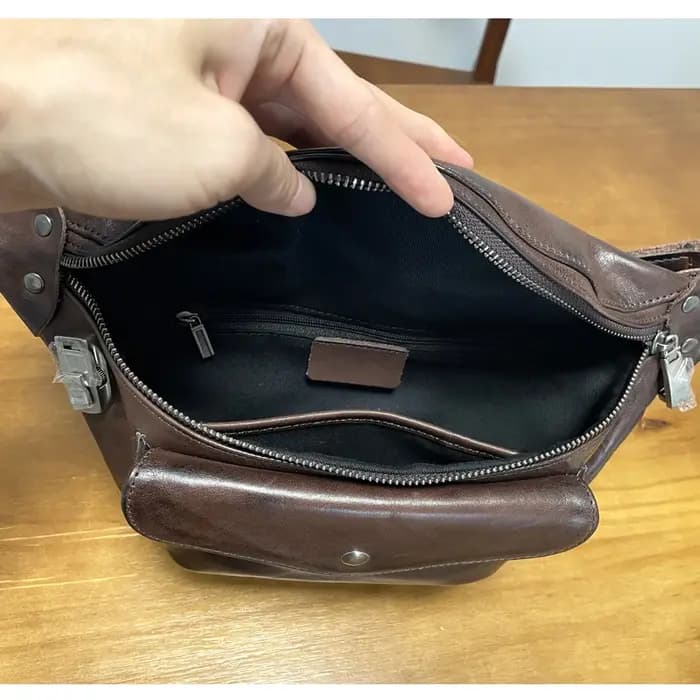 Sac de poitrine décontracté en cuir de vache pour hommes