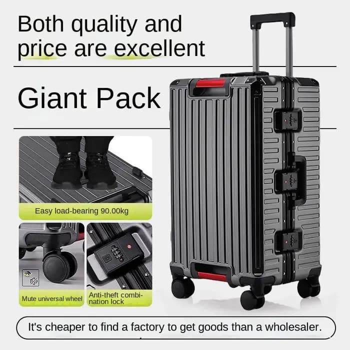 Valises de voyage multifonctions à cinq roues, cadre en aluminium, grande taille 22-28 pouces, fendues 3:7