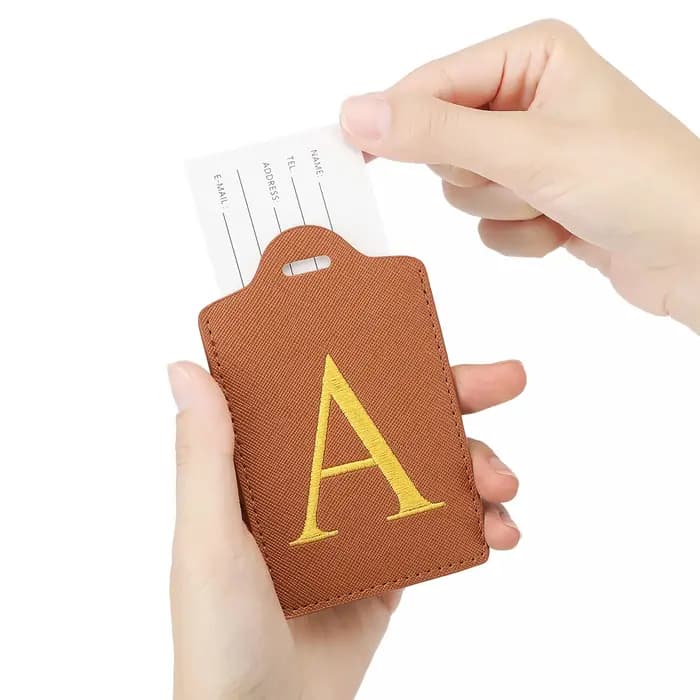 Étiquette à bagages en cuir PU avec 26 lettres