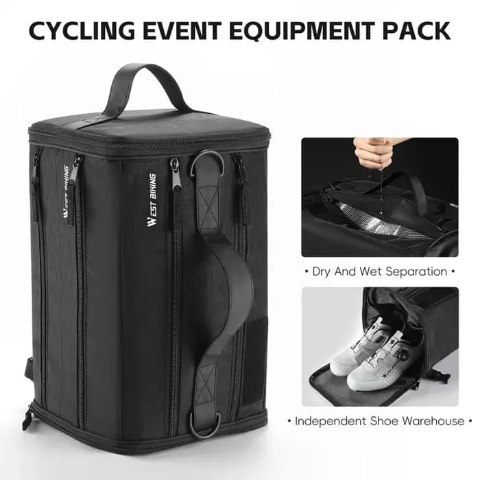WEST BIKING – sac à dos de rangement pour équipement de cyclisme, grande capacité, séparation sèche/