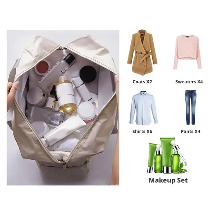 Sac de voyage pliable avec pochette pour trolley