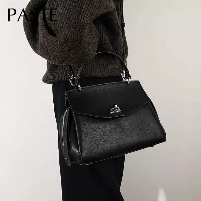 Classique affaires déplacements couverture fourre-tout en cuir de vache véritable femmes sac à bandoulière noir de haute qualité femme pratique sac à main