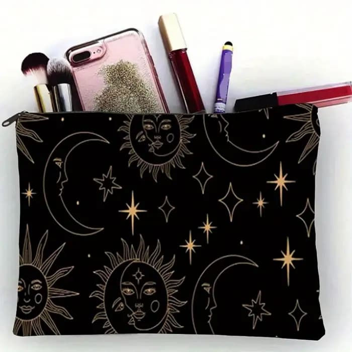 Trousse de maquillage soleil et lune pour voyage