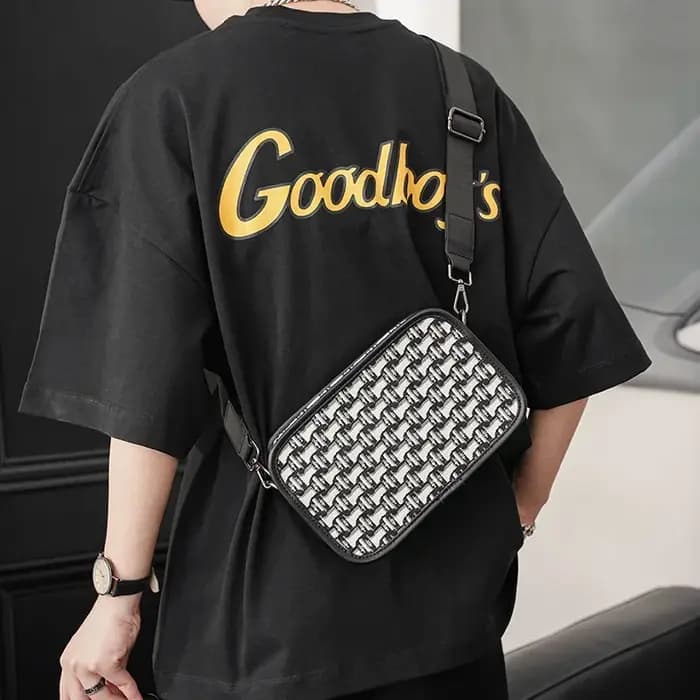Mode hommes sac à bandoulière de luxe Jacquard toile épaule sacs de messager