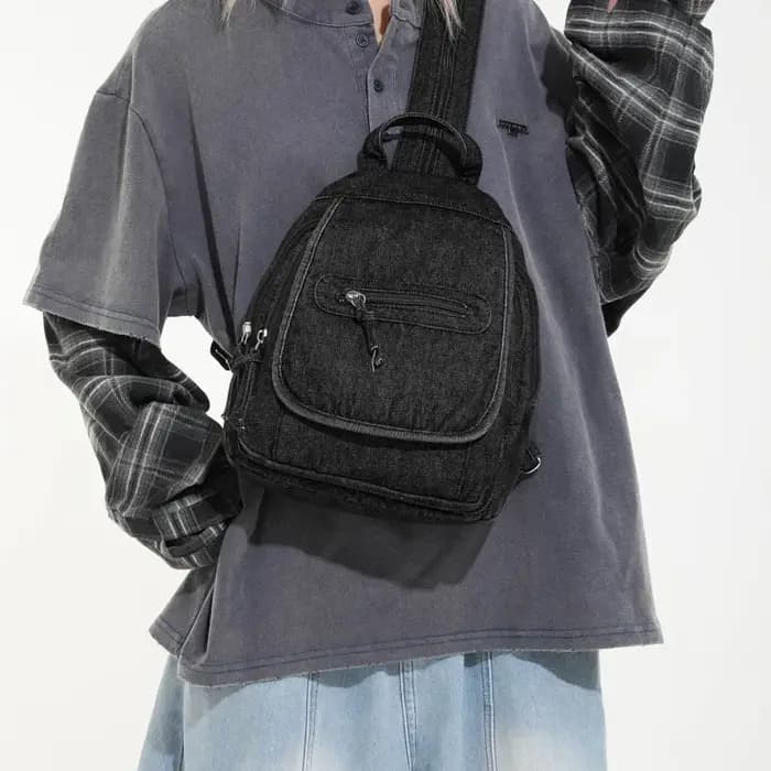 Sac à dos rétro japonais en denim lavé pour femmes, simple et polyvalent, sac à dos décontracté pour étudiants, sac à dos en toile de style Harajuku