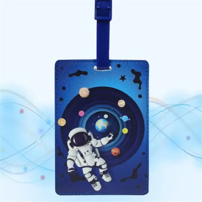 Étiquette à bagages créative astronaute, accessoires de voyage, porte-adresse en PU pour valise, éti