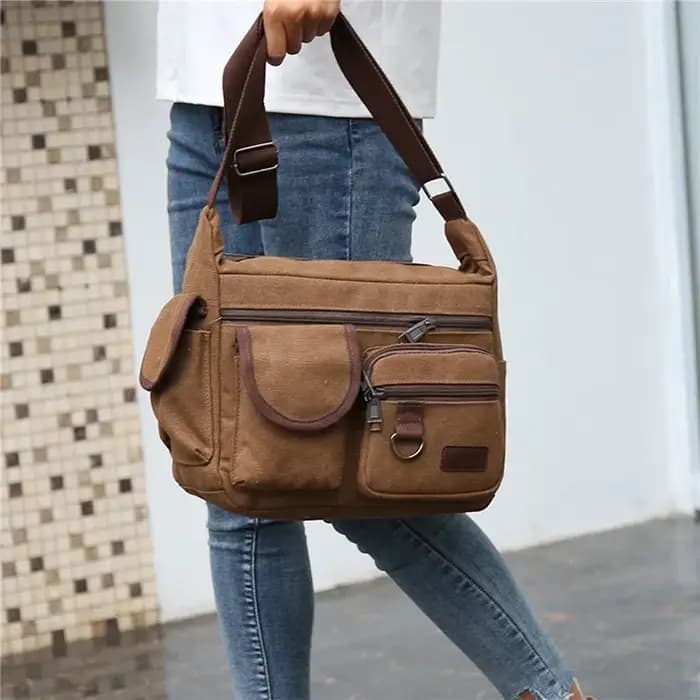 Hommes toile sacs à bandoulière fourre-tout décontracté voyage