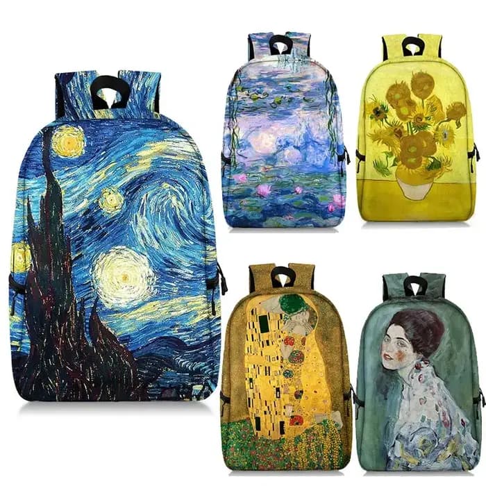 Sac à Dos Peinture à l'Huile de Claude Monet GustAbility Klimt Van Gogh