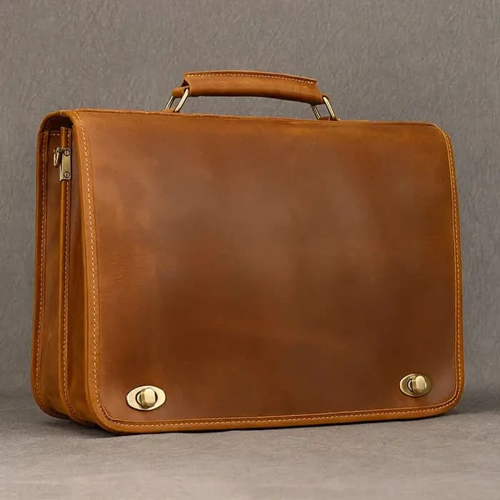 Sac pour ordinateur portable en cuir véritable personnalisé pour hommes