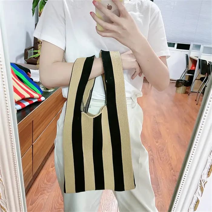 Sacs fourre-tout en tricot rayé sac à bandoulière pour femme mode