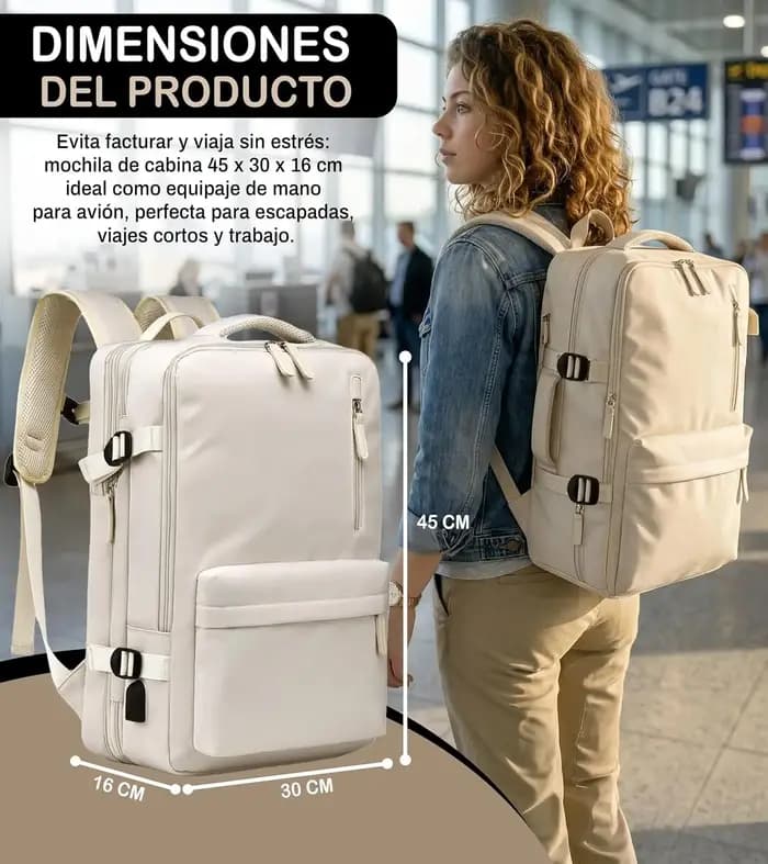 Sac à dos de voyage pour cabine d'avion, extensible, portable, bagage à main, 15,6 pouces, grande capacité, imperméable, s'ouvre comme une valise