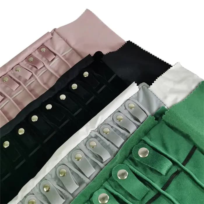 Organisateur de bijoux de voyage en cuir blanc