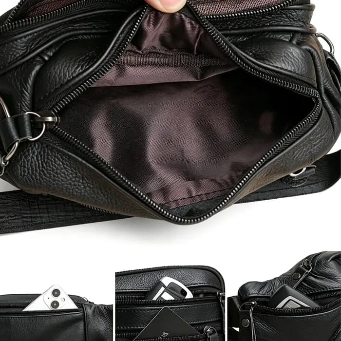 Sac bandoulière en cuir véritable pour homme