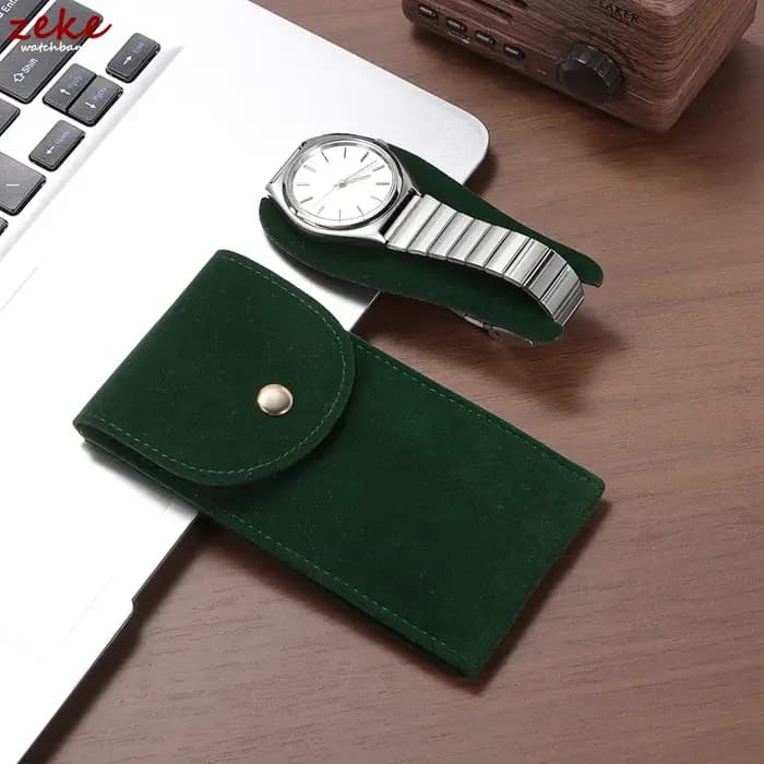 Sac de montre en velours vert bleu gris rouge noir