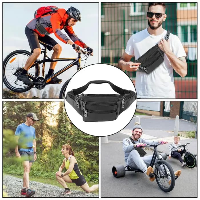 Fanny Packs Sac de taille tendance avec 7 poches zippées Sac banane de hanche décontracté réglable pour les voyages Shopping Randonnée Cyclisme