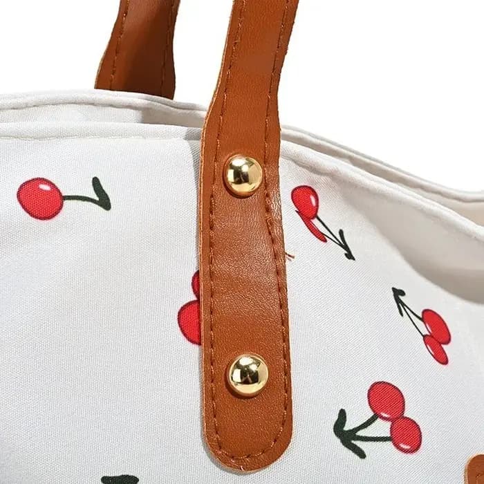 Sac fourre-tout grande capacité à motif cerise