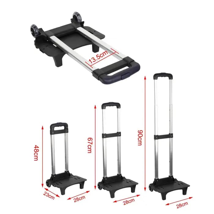 Chariot de Voyage Pliable Compact en Alliage d'Aluminium à 2 Roues