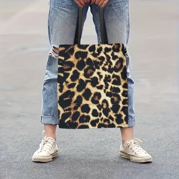 Sac fourre-tout chic à imprimé léopard, léger et spacieux, sac à bandoulière pour femmes, sac de sho