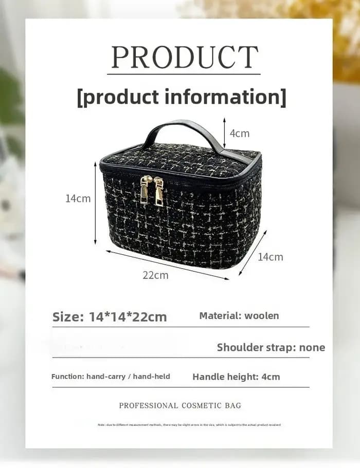 Sac à cosmétiques chic en tweed