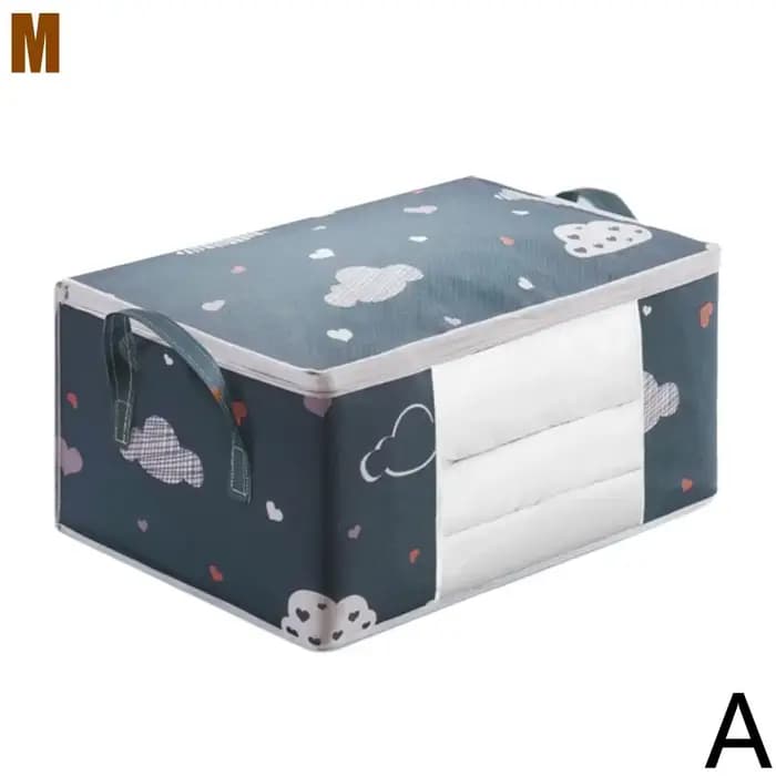 Grand sac de rangement pour vêtements et couettes avec fenêtre transparente, poignées renforcées, or