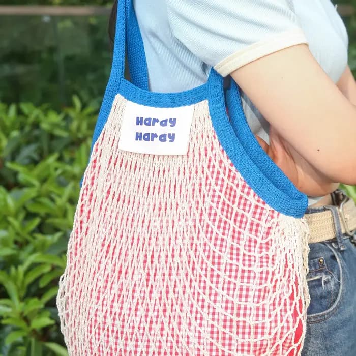 Sac en filet de coton réutilisable personnalisé avec nom