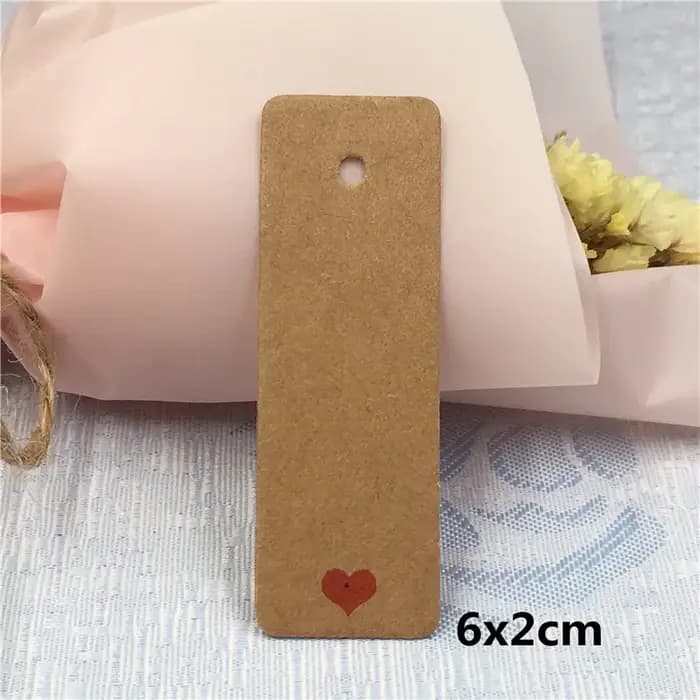 100 pièces 6*2 cm bricolage étiquettes en papier Kraft étiquette de tête bagages fête de mariage boîtes à