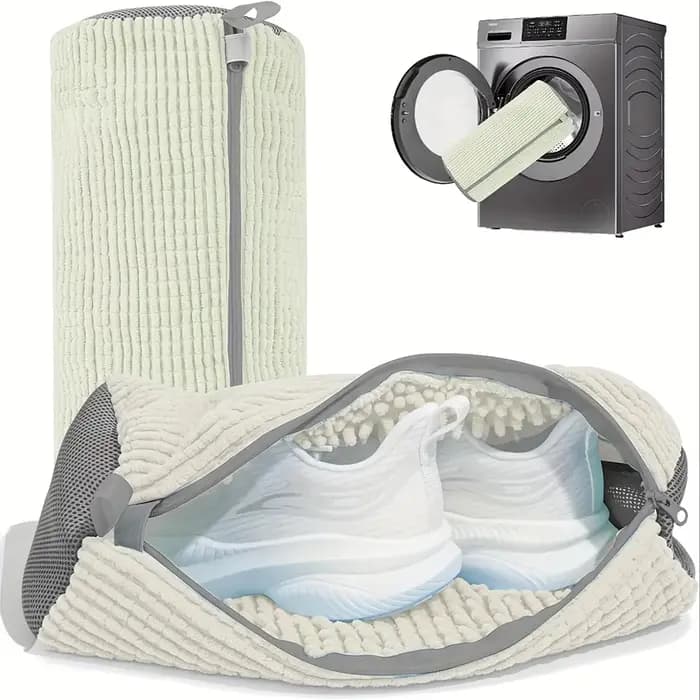 Fibre moelleuse 360 ° Sac de lavage de chaussures de nettoyage Surround – Sac à linge réutilisable et durable lavable