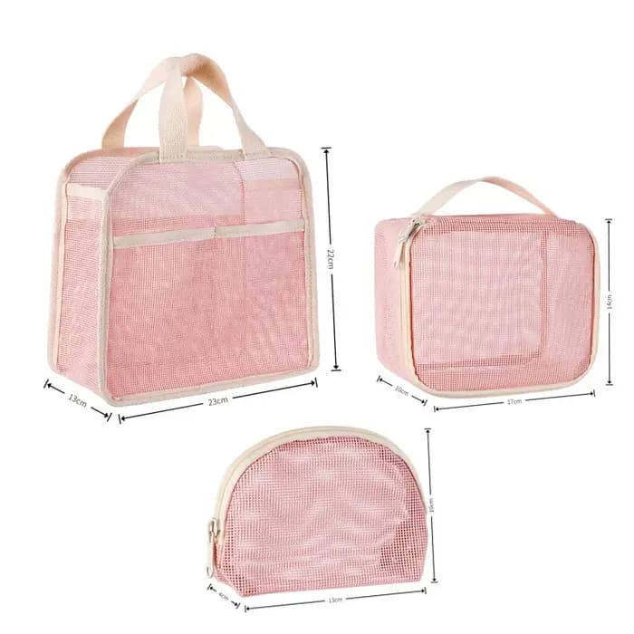 Grand sac de maquillage en maille pour femmes