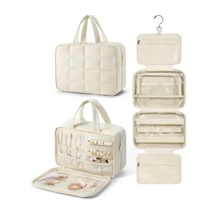 Trousse de toilette, pochette de rangement portable à suspendre avec crochet