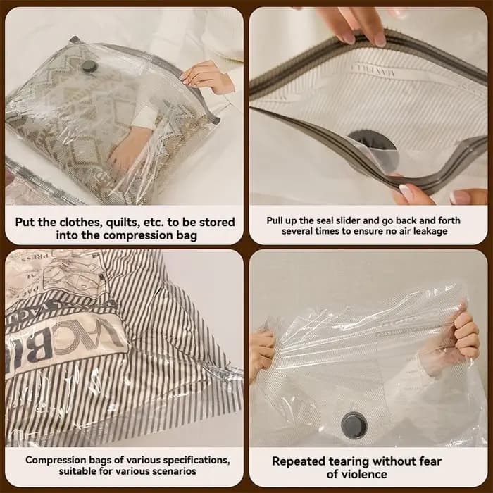 Sacs sous vide pour voyage avec pompe à air rechargeable