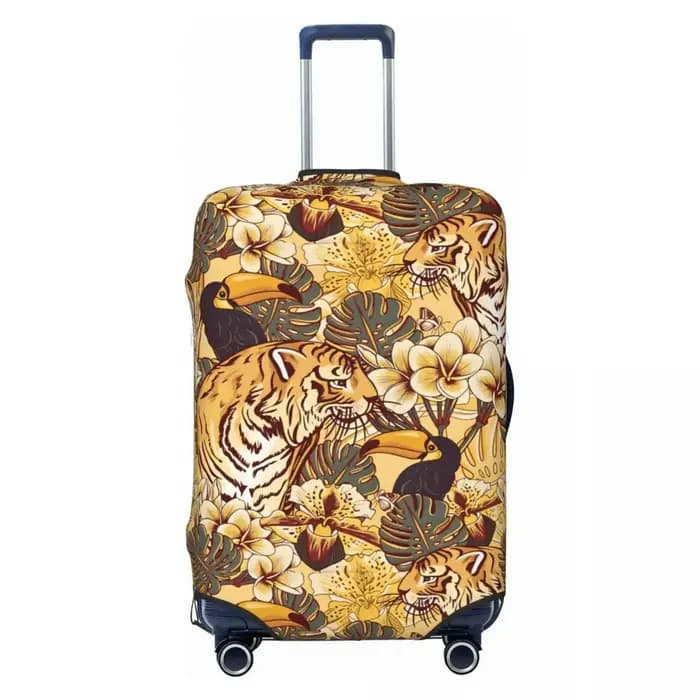 Housse de protection pour bagages à motif floral tropical tigre et toucan, housse de protection pour