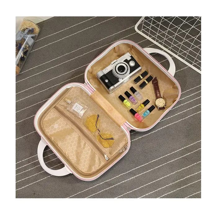 Sac à cosmétiques rose/bleu/violet/kaki de 14 pouces, petite valise de voyage pour femmes, matériau