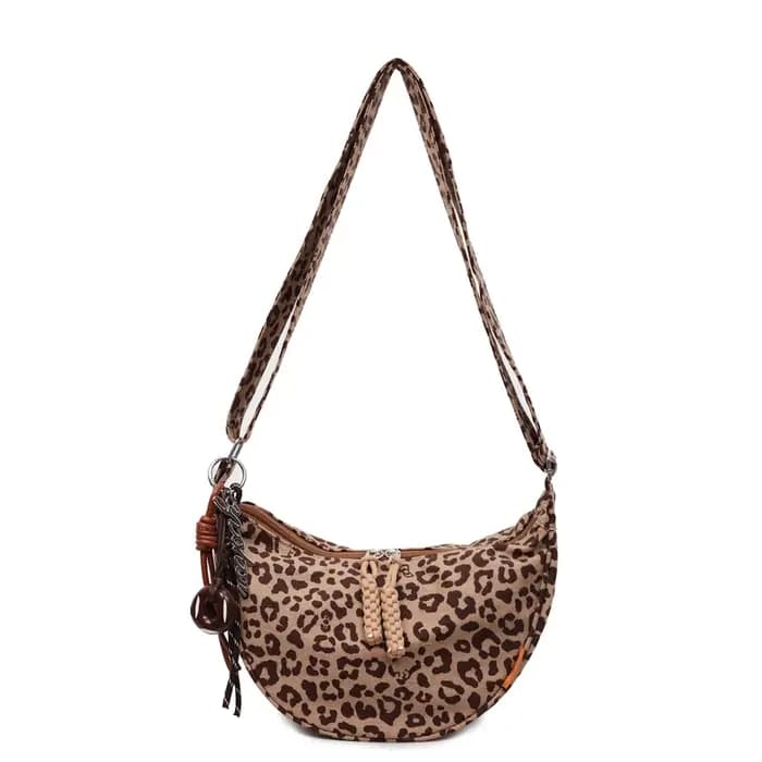 Nouveau sac bandoulière en toile imprimé léopard pour femme
