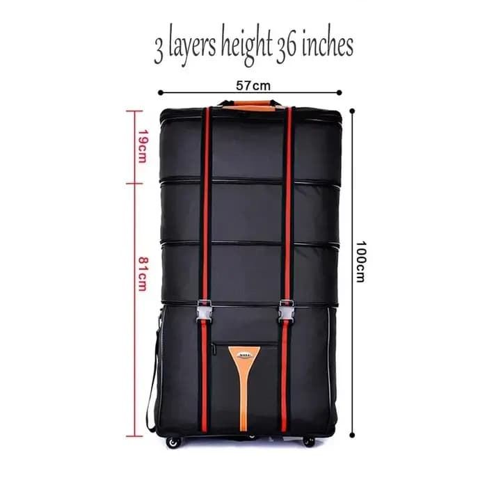 Valise à roulettes en tissu Oxford grande capacité 32-36 pouces pour les études à l'étranger et les déménagements, sac de voyage pliable à roulettes