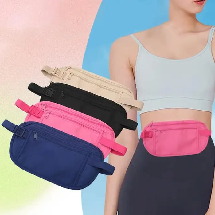 Sacs de taille de voyage pochette pour passeport argent portefeuille de sécurité caché hommes femmes Sport sac de course sac de poitrine argent Fanny Pack