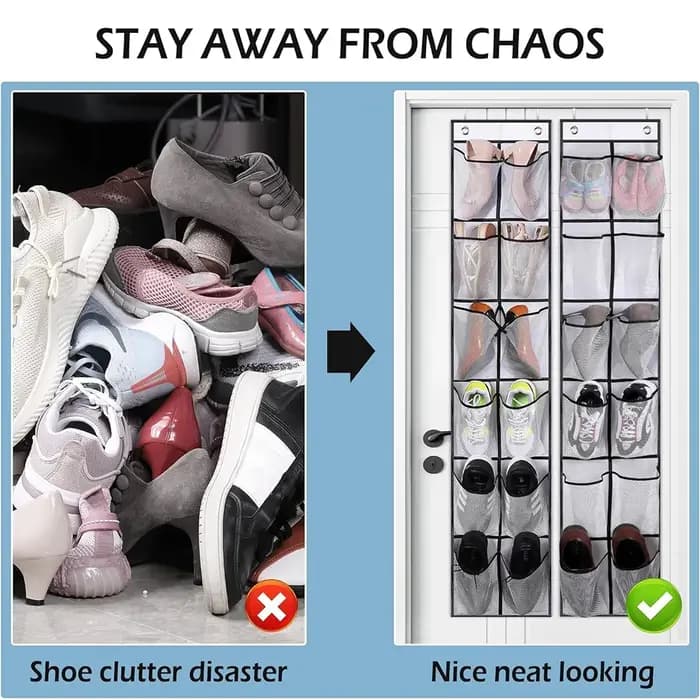 Organisateur de chaussures à 12 poches au-dessus de la porte