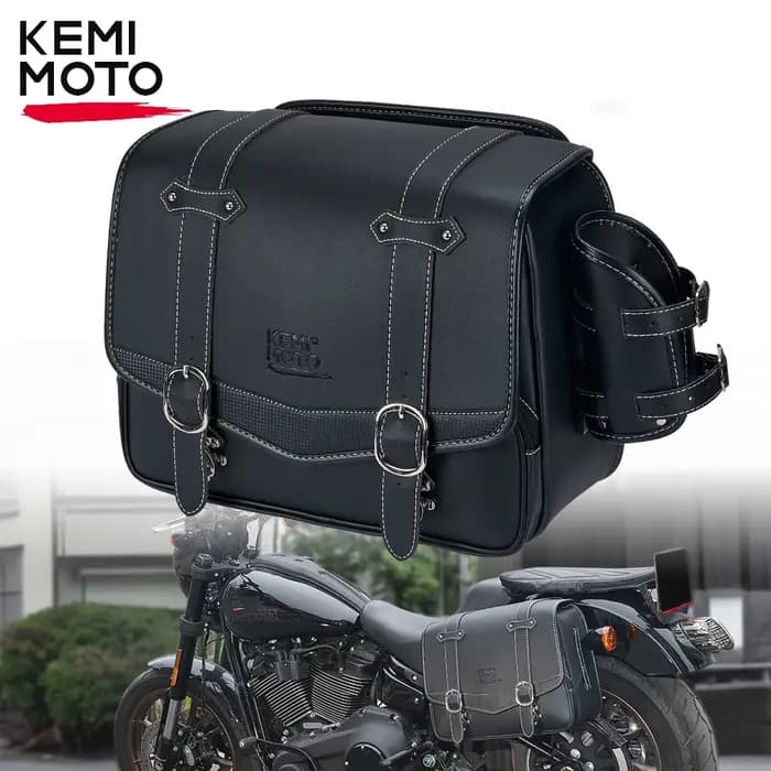 Sacoche latérale de moto en cuir PU