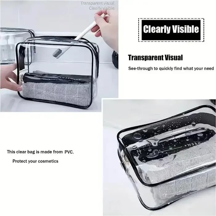 Sac fourre-tout transparent à fermeture éclair – Étui de transport
